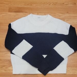 Garage Navy Blue and White Crew Neck Sweater